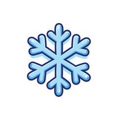 Fototapeta premium Cute blue snowflake cartoon icon with a simple design
