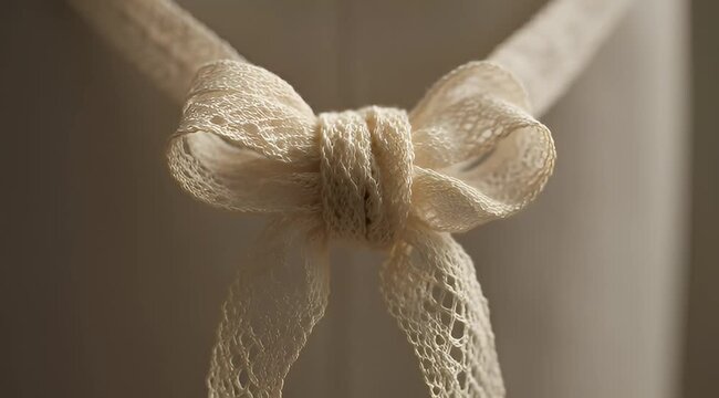 Elegant and Delicate Lace Bow Tie Close Up on Light Background