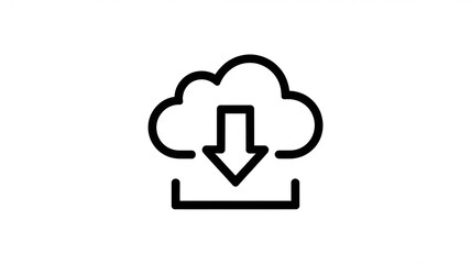 Fototapeta premium A simple icon of a cloud with a download arrow