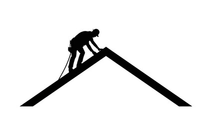 Roofer Silhouette Working on an Abstract Roof Frame Against a Transparent Background in an Architectural Concept © ZeinLens