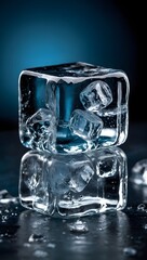 Crystal Clear Ice Cubes Isolated on Transparent Background for Beverage Photography