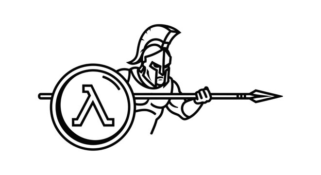 Spartan Warrior with Lambda Shield and Spear, Ancient Greek Warrior Icon