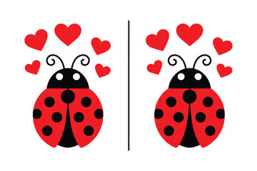 Flying Ladybug and Heart Vector, dotted polka dot pattern, spring illustration, ladybug symbol of luck, protection, resistance, and prosperity, also represents senseless violence, flat vector design. © Ayat 04