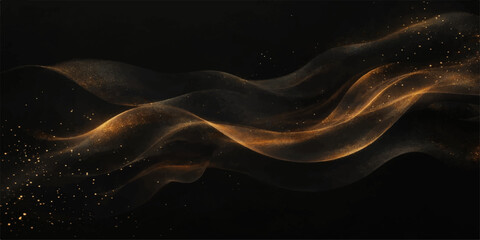 Smooth blue wave patterns swirl through a dark abstract background with flowing smoke and light curves in a motion design of energy and texture © suriyaakter