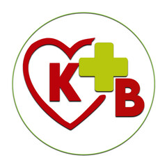 Obraz premium Healthcare Logo Design with Heart, Medical Cross, and KB Letters