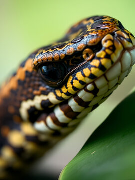 Closeup portrait of a Fer-de-lance, Bothrops asper