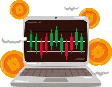 Laptop With Chart Representing Online Investment Analysis