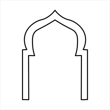 A simple black and white line drawing of an Islamic archway, also known as an ogival arch.