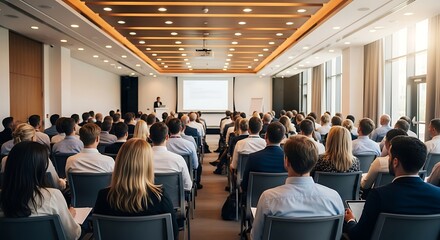 Fototapeta premium Business Conference Seminar with Audience Listening to Speaker
