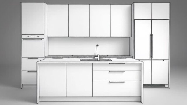 Modern Kitchen Interior Design Sketch.