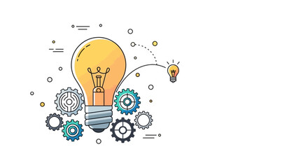 Bright Idea Lightbulb with Gears and Cogs Illustrating Innovation and Problem Solving. © siti