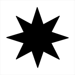 Obraz premium A simple, bold, black eight-pointed star shape on a white background, representing a geometric design.