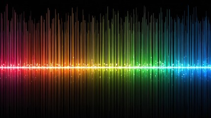 Colorful digital sound wave spectrum graphic against black background