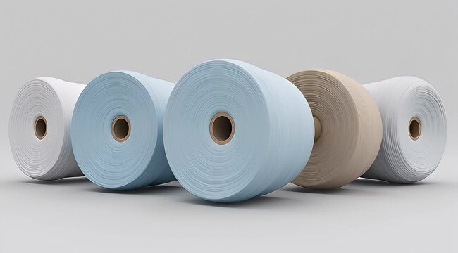 Various colored rolls of non woven fabric used for medical supplies