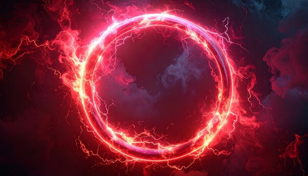 Abstract red energy ring on a dark background concept illustration