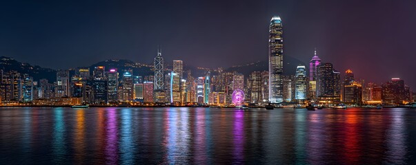 Obraz premium Hong Kong skyline Victoria Harbour crisp focus