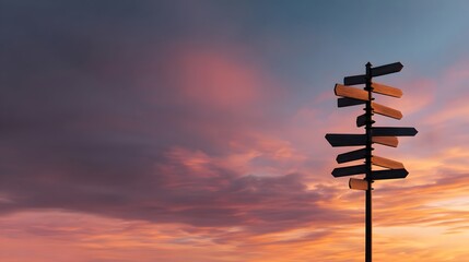 direction scene with multiple blank sign 