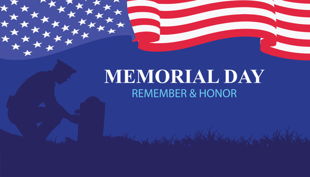 Memorial Day Remember and Honor &ndash; Soldier Placing Flowers on Military Grave