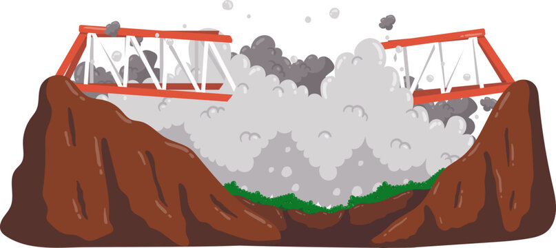Illustration Bridge Cut Off by Cold Lava Flows from Mount Semeru