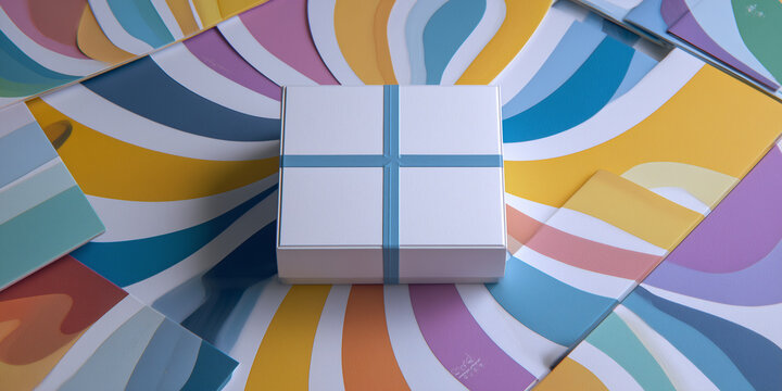 Geschenkverpackungen und schleifen in einem sch&ouml;nen Design mit ansprechenden Hintergrund. Werbung, Geschenke, Pr&auml;sente