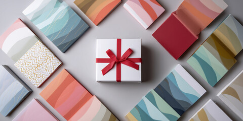 Geschenkverpackungen und schleifen in einem schönen Design mit ansprechenden Hintergrund. Werbung, Geschenke, Präsente