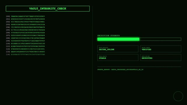 Vault Integrity Check with Encryption Strength Monitor &ndash; Secure Data Batch Processing Interface.
