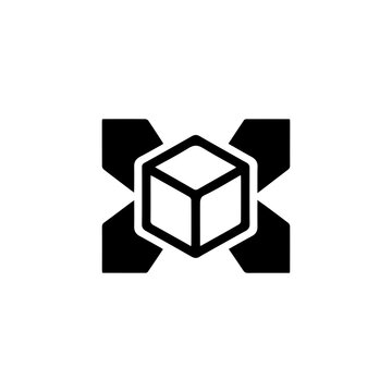 Geometric Cube Logo, Symmetrical Box Design