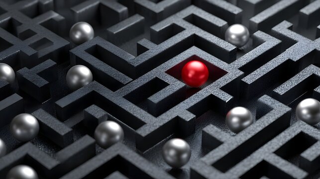 metallic balls searching for exit, leadership and decision concept