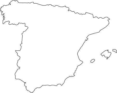 Black and white outline map of spain and canary islands