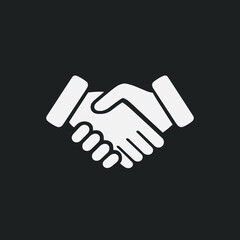 Obraz premium Handshake icon symbol of agreement cooperation and partnership on dark background