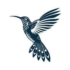 Naklejka premium Minimalist hummingbird line drawing in flight - vector art for nature themes