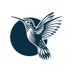 Obraz premium Elegant Line Art Hummingbird in Flight: Graceful Nature Vector Illustration