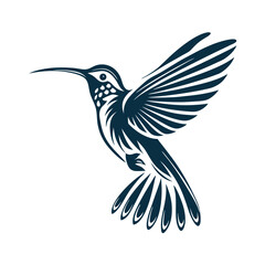 Obraz premium Dynamic Line Art Hummingbird Flying: Delicate Avian Wildlife Vector Art