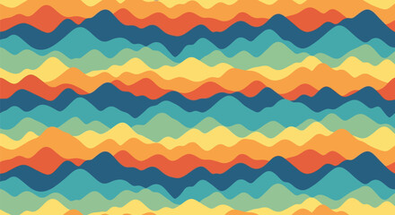Seamless Retro Mountain Vector Pattern in Warm Earth Tone Colors for Modern Design