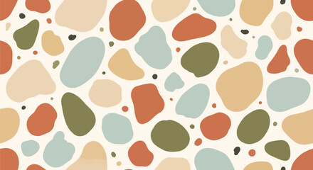Fototapeta premium Terrazzo Seamless Vector Pattern with Abstract Colorful Pebbles for Modern Backgrounds