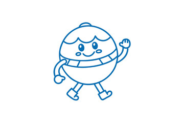 Obraz premium Cute Cartoon Ambarella Tropical Fruit Line Art Outline Drawing Illustration