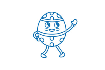 Fototapeta premium Cute Cartoon Ambarella Tropical Fruit Line Art Outline Drawing Illustration