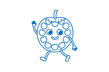 Fototapeta premium Cute Cartoon Atemoya Fruit Line Art Illustration - Fresh Tropical Superfood Drawing