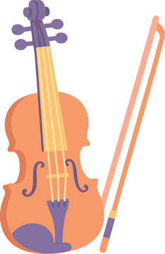 Flat illustration of violin with bow