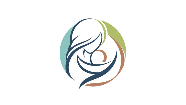 Mother Holding Baby Abstract Logo Design.