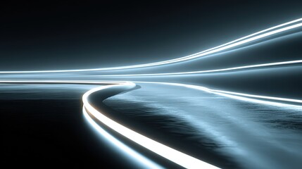 Black background blue S-shaped light track neon abstract technology background, high angle light contrast sci-fi futuristic vector design