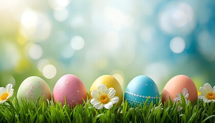 Fototapeta premium eggs celebrating a Happy Easter eggs with copy space 