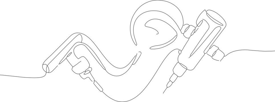 Minimalist Continuous Line Drawing Audiologist Instrument Examination Ear Care