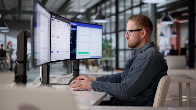 Accountant Using Multiple Monitors