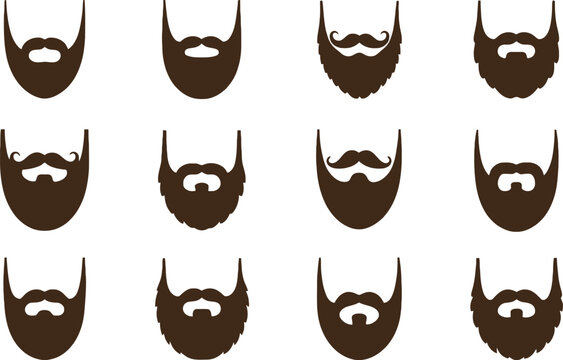 Beard vector icons set of different facial hair styles and designs