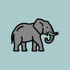 Obraz premium A cartoon elephant stands alone on a solid background