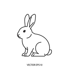 Obraz premium A simple line drawing of a rabbit in a sitting position on a white background