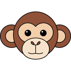 Obraz premium A cute cartoon monkey face with big eyes and a happy expression