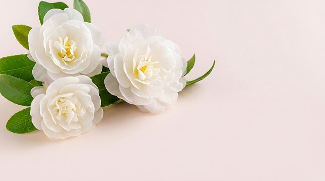 White roses with green leaves 