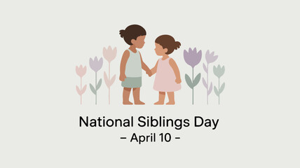 Obraz premium Two sisters holding hands on national siblings day april 10 with colorful flowers